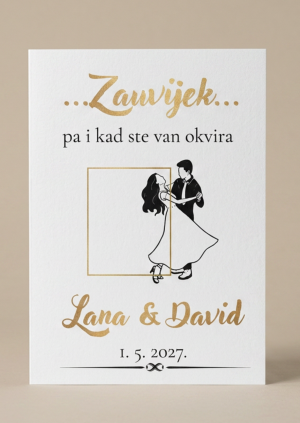 Personalizirana čestitka za vjenčanje s imenima i datumom