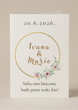 Elegantna personalizirana čestitka za mladence s imenima i datumom