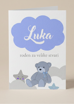 Personalizirana čestitka za rođenje dječaka s imenom