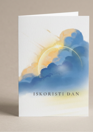 Inspirativna čestitka Iskoristi dan s plavim i zlatnim motivom
