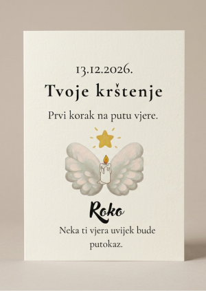Personalizirana čestitka za krštenje s imenom i datumom