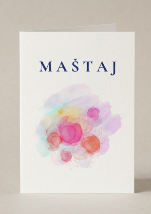 Inspirativna čestitka Maštaj s ružičastim akvarelnim motivom