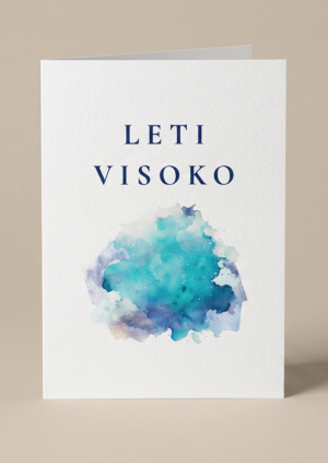 Inspirativna čestitka Leti visoko s plavim akvarelnim motivom