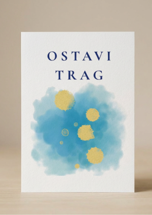 Inspirativna čestitka Ostavi trag s plavim i zlatnim motivom