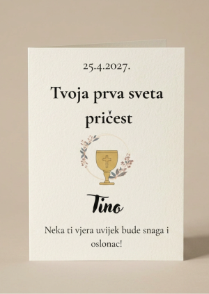 Personalizirana čestitka za prvu pričest s imenom i datumom